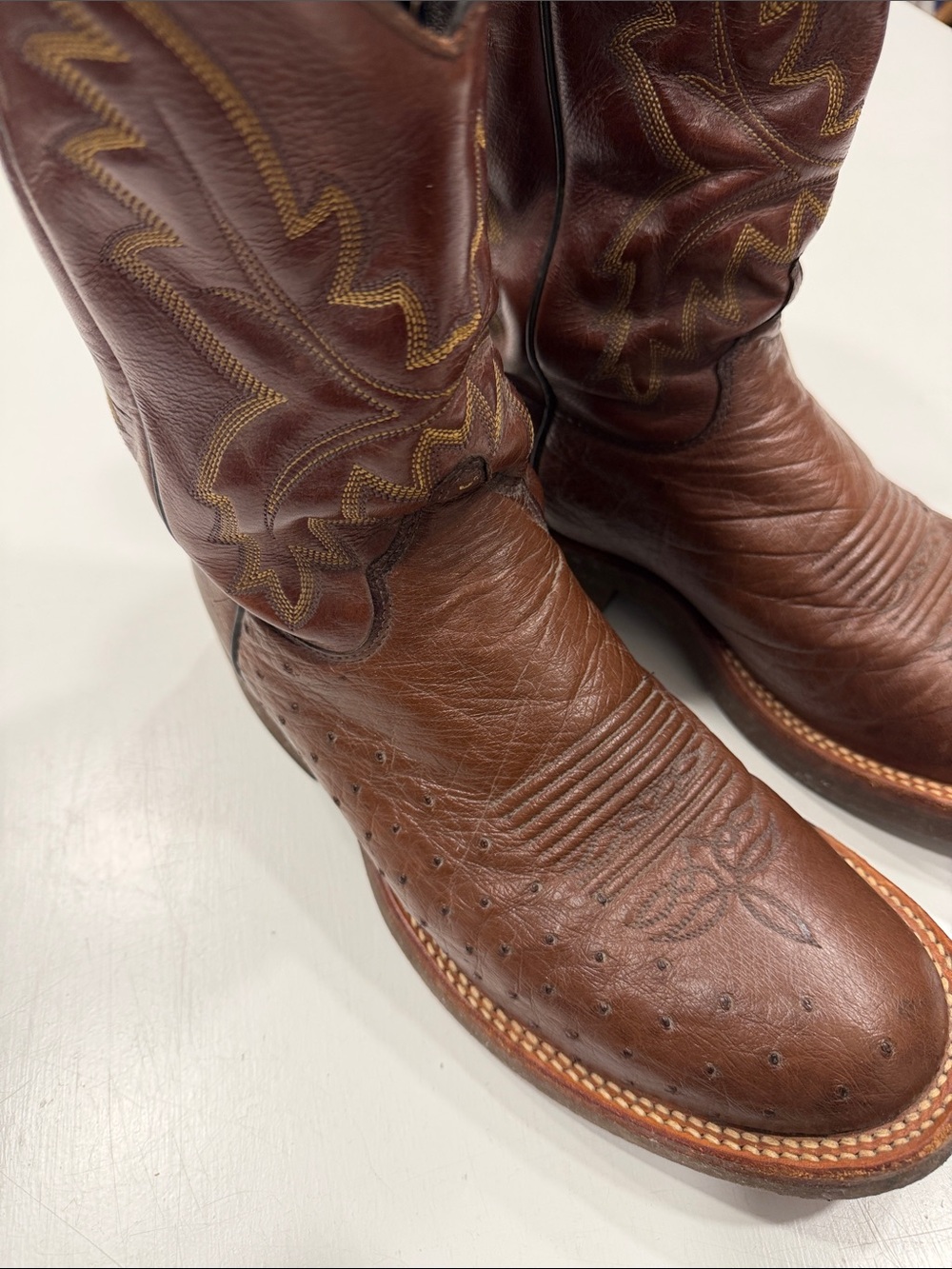 Justin Boots Brown Ostrich Western Cowboy Boots